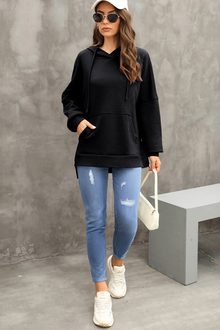 The Bouncing Doodle Waffle-Knit Long Sleeve Hoodie