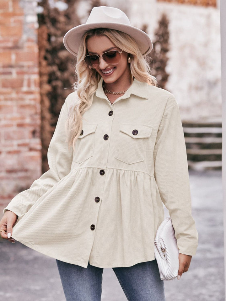 The Bouncing Doodle Corduroy  Button Up Shacket