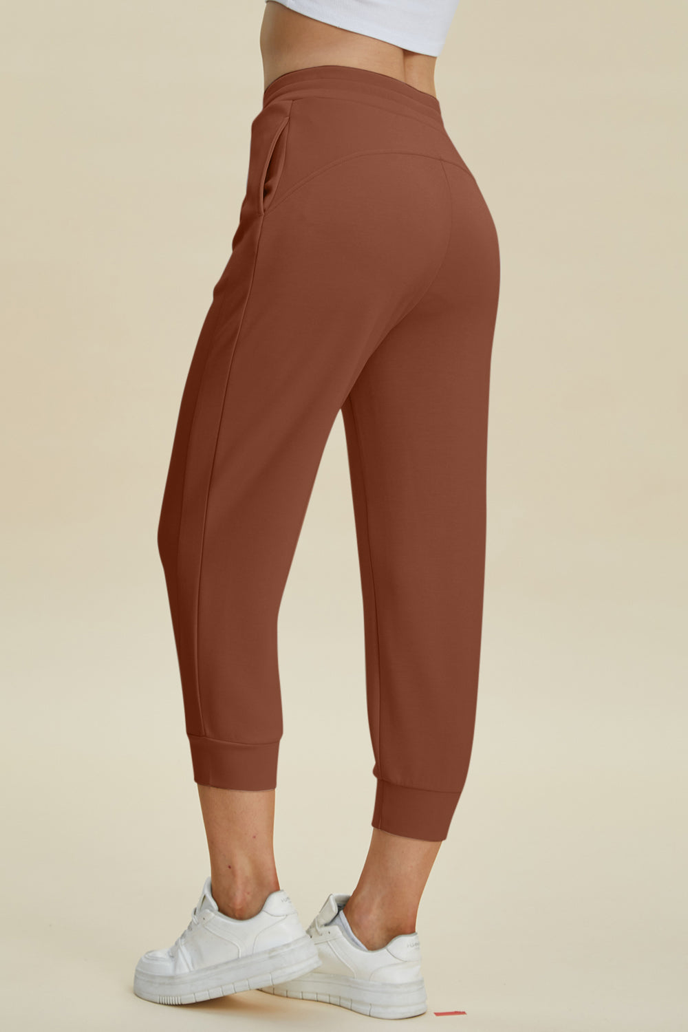 Bouncing Doodle Full Size Air Scuba Drawstring High Waist Cropped Pants