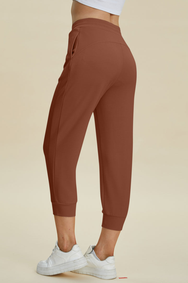 Bouncing Doodle Full Size Air Scuba Drawstring High Waist Cropped Pants