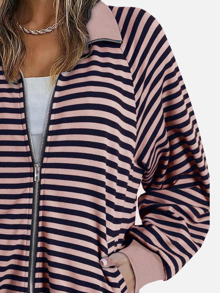 The Bouncing Doodle Striped Zip Up Long Sleeve Sweatshirt