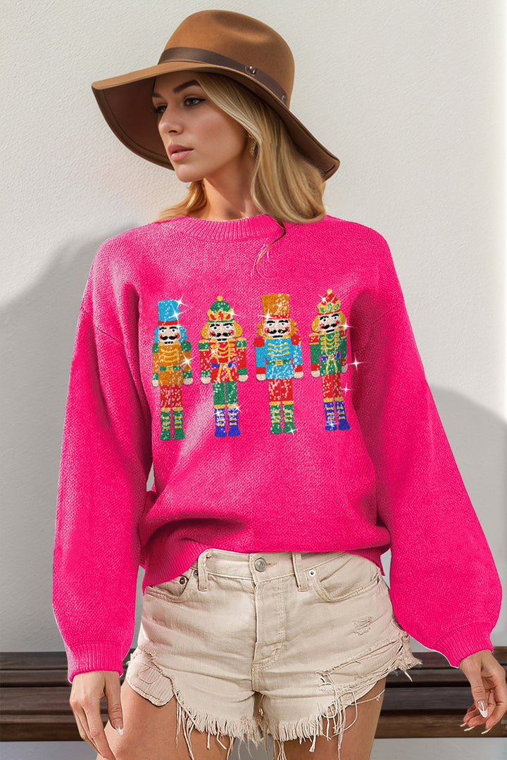 The Bouncing Doodle Sequin Nutcracker Long Sleeve Sweater
