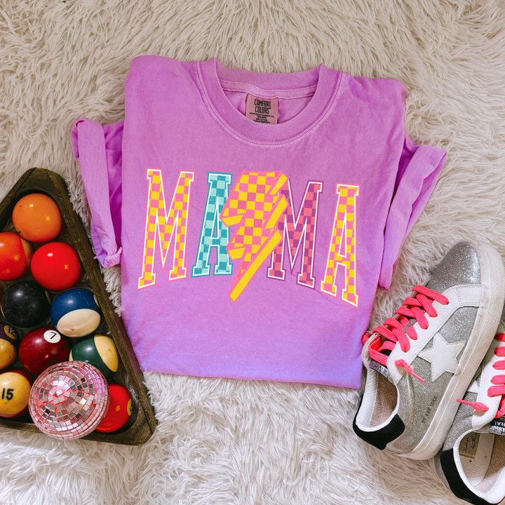 MAMA Checkered Lightning Bright Graphic Tee