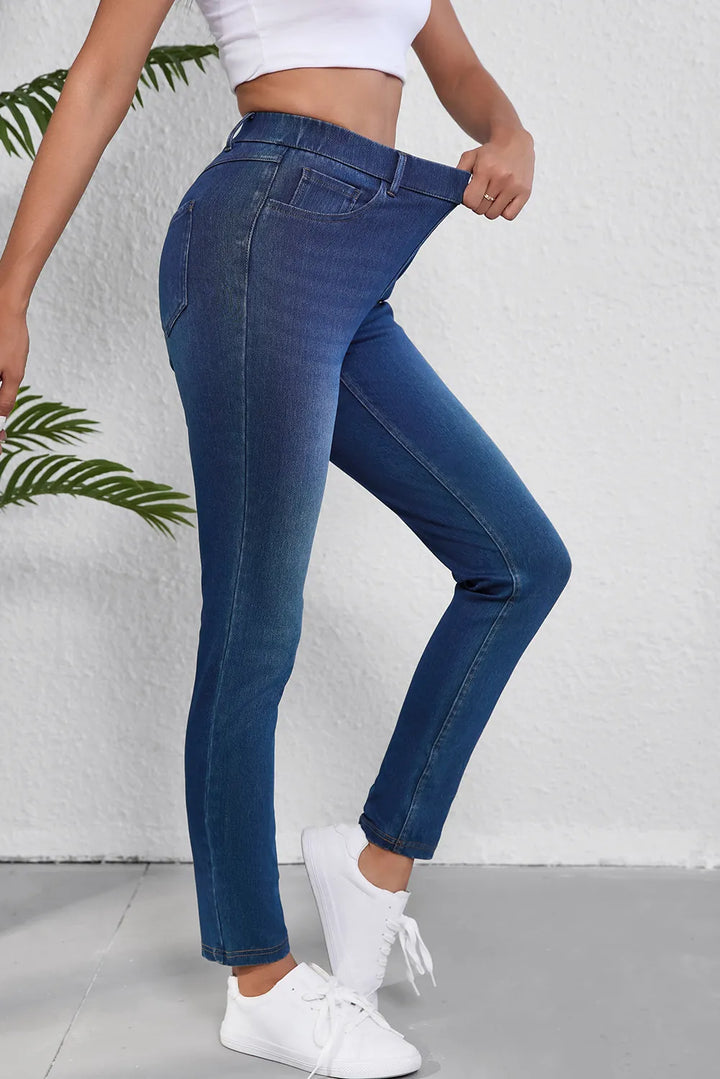 Bouncing Doodle High Waist Skinny Jeans with Pockets