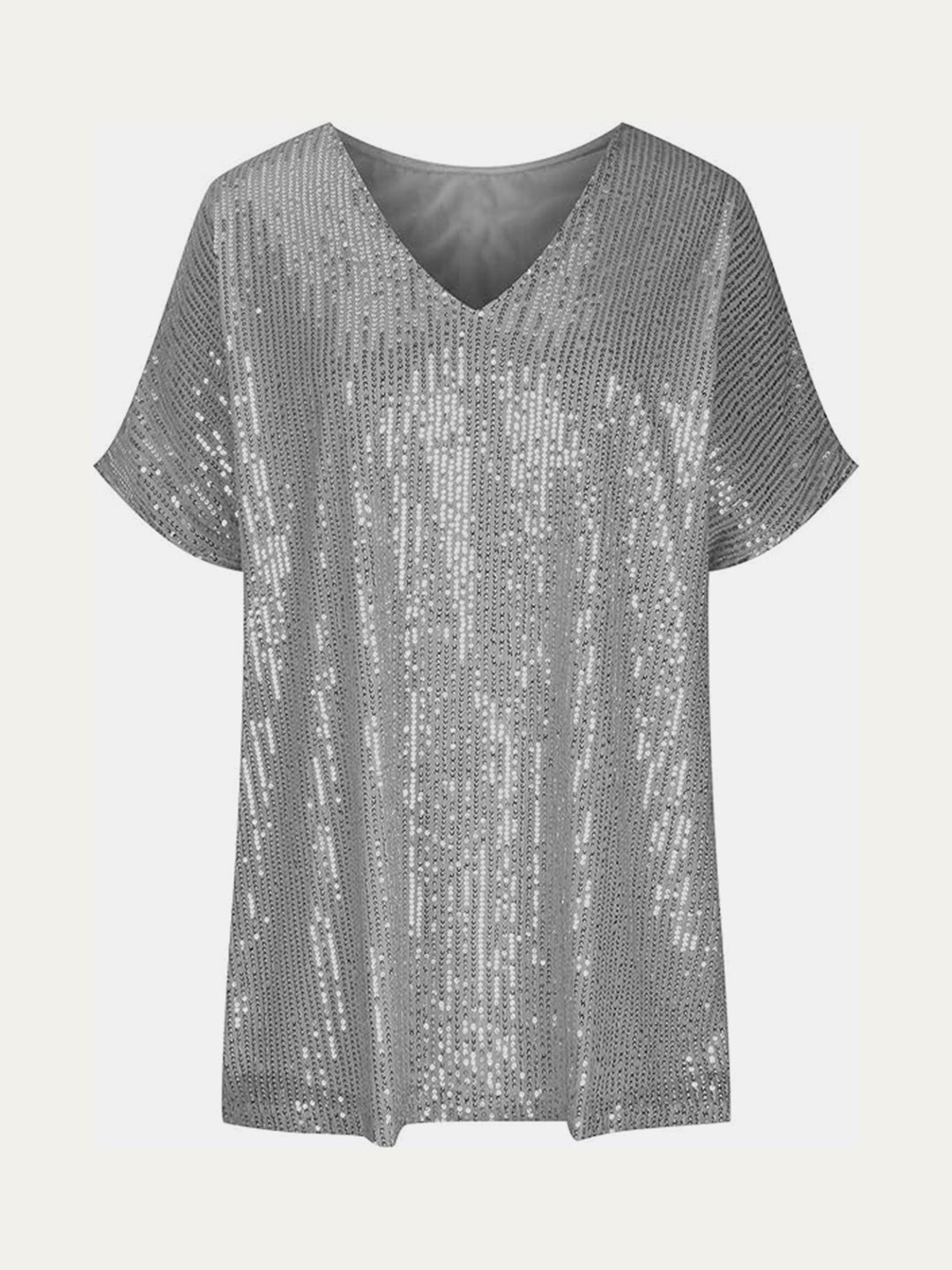Bouncing Doodle Sequin V-Neck Short Sleeve Top