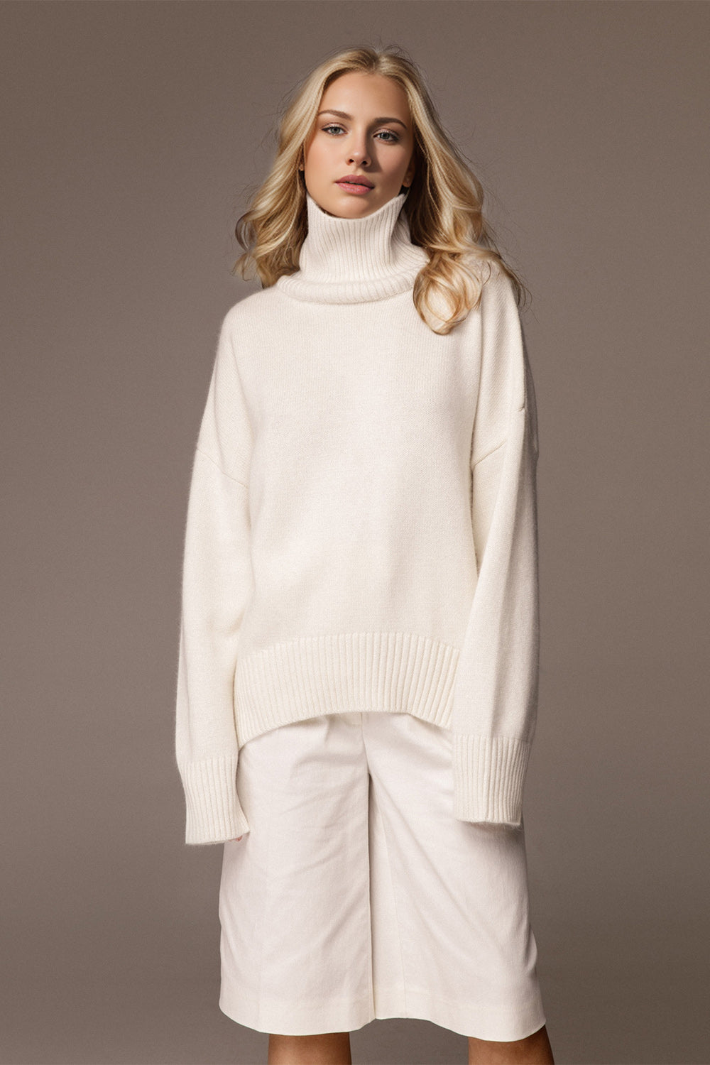 The Bouncing Doodle Turtleneck Dropped Shoulder Long Sleeve Sweater
