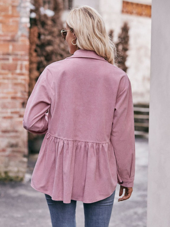 The Bouncing Doodle Corduroy  Button Up Shacket