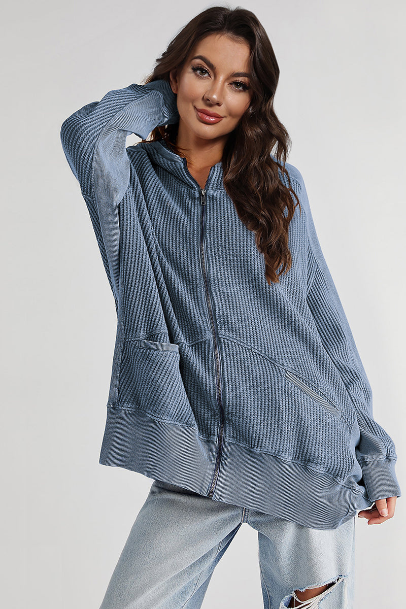 The Bouncing Doodle Zip-Up Long Sleeve Waffle Hoodie