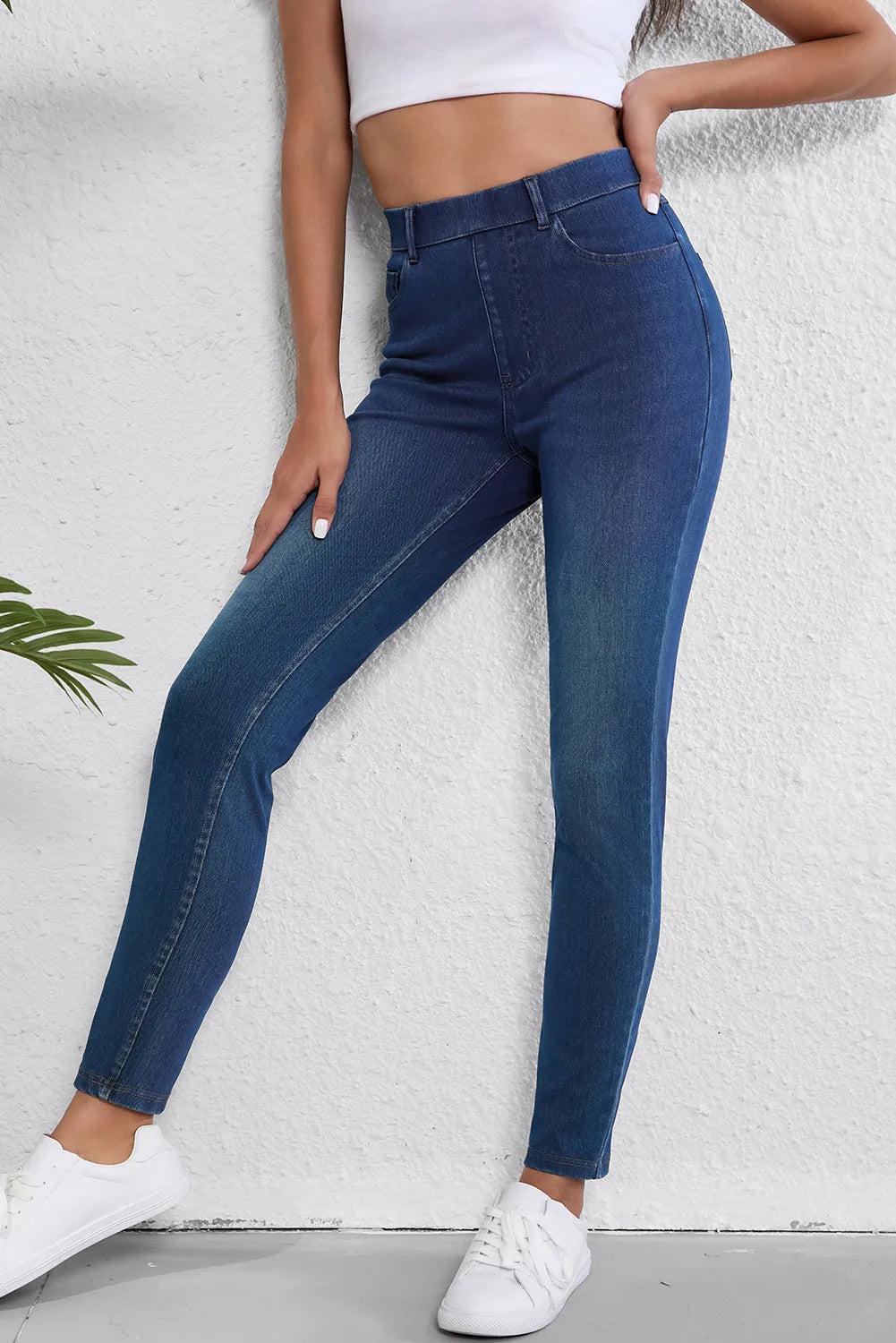 Bouncing Doodle High Waist Skinny Jeans with Pockets