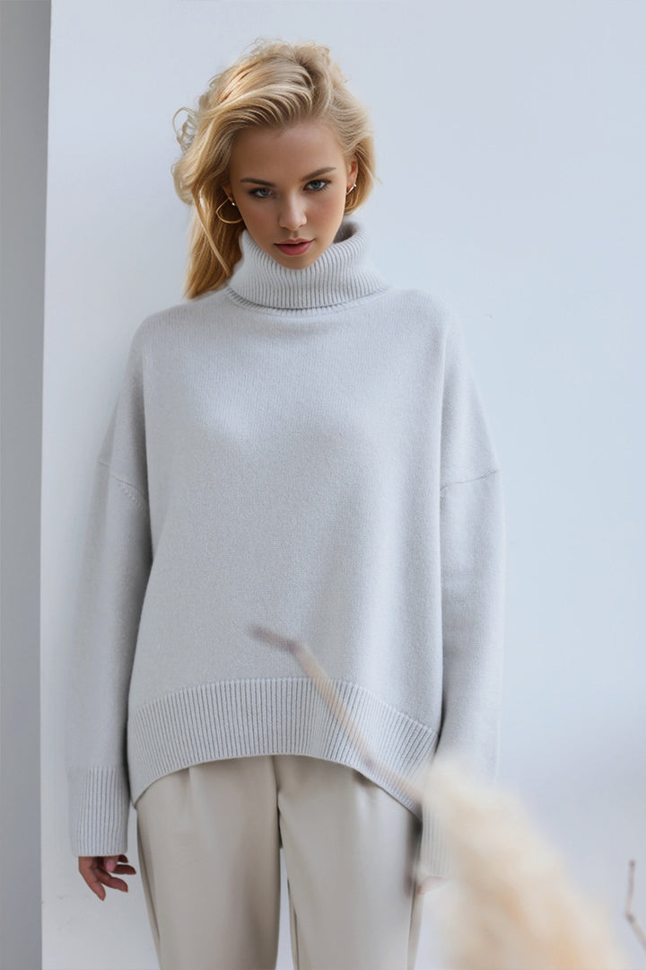 The Bouncing Doodle Turtleneck Dropped Shoulder Long Sleeve Sweater