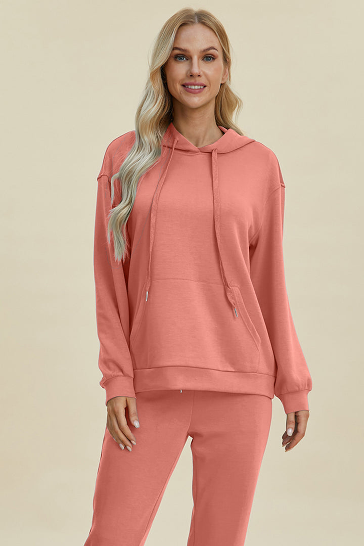 Bouncing Doodle Full Size Air Scuba Drawstring Long Sleeve Hoodie with Kangaroo Pocket