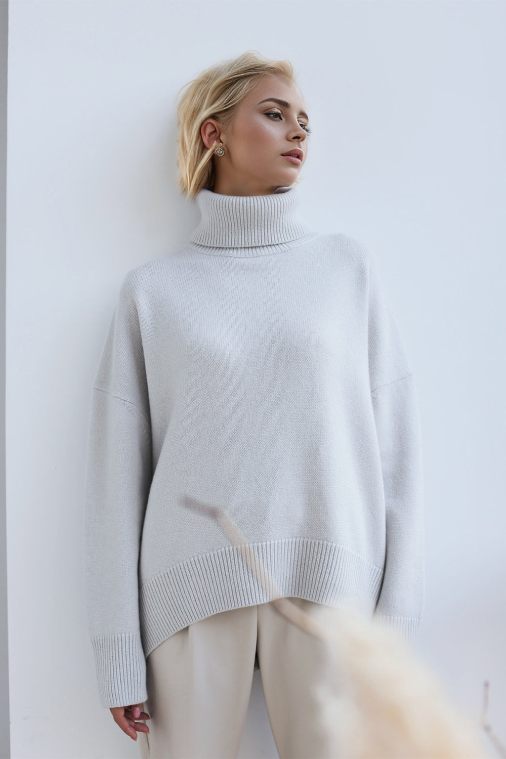 The Bouncing Doodle Turtleneck Dropped Shoulder Long Sleeve Sweater
