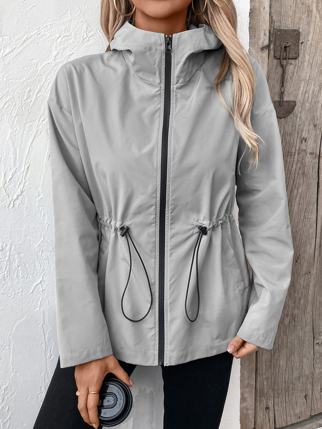The Bouncing Doodle Drawstring Zip Up Hooded Jacket