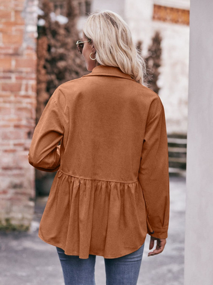 The Bouncing Doodle Corduroy  Button Up Shacket