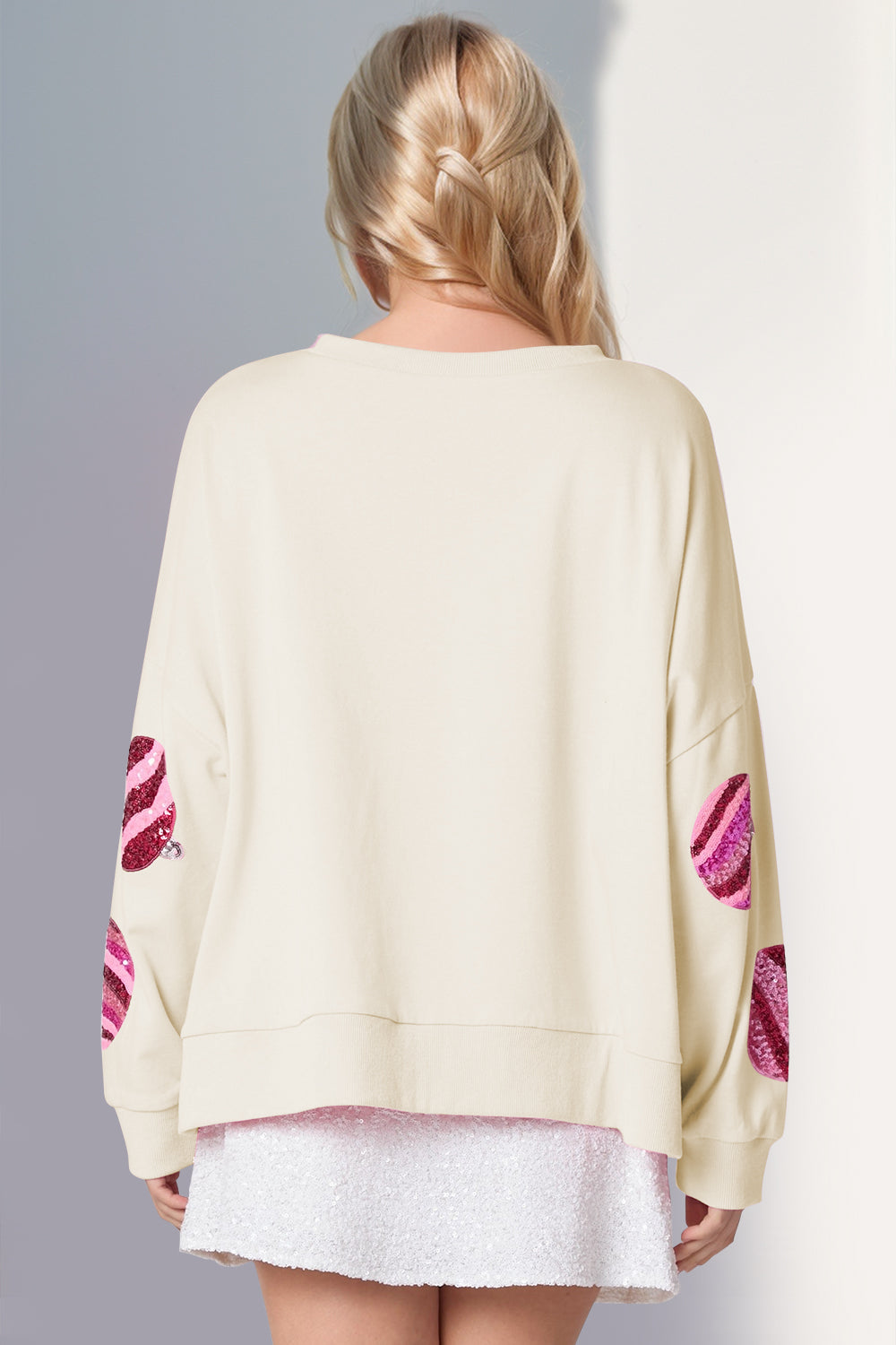 The Bouncing Doodle Sequin Ornament Sweatshirt (Ivory)