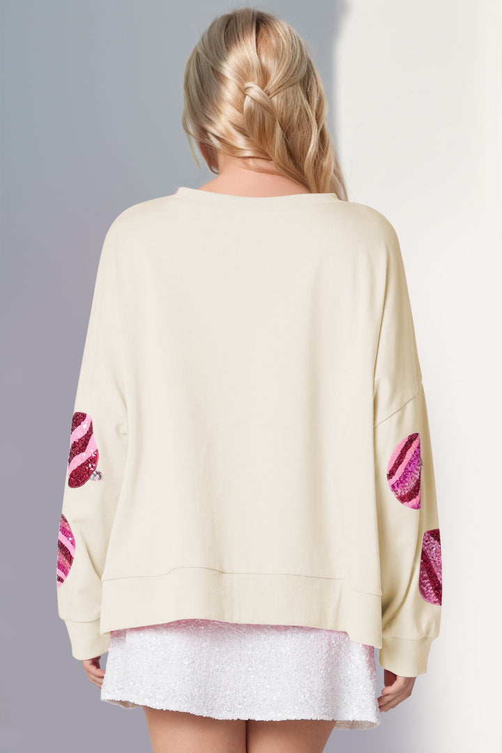 The Bouncing Doodle Sequin Ornament Sweatshirt (Ivory)