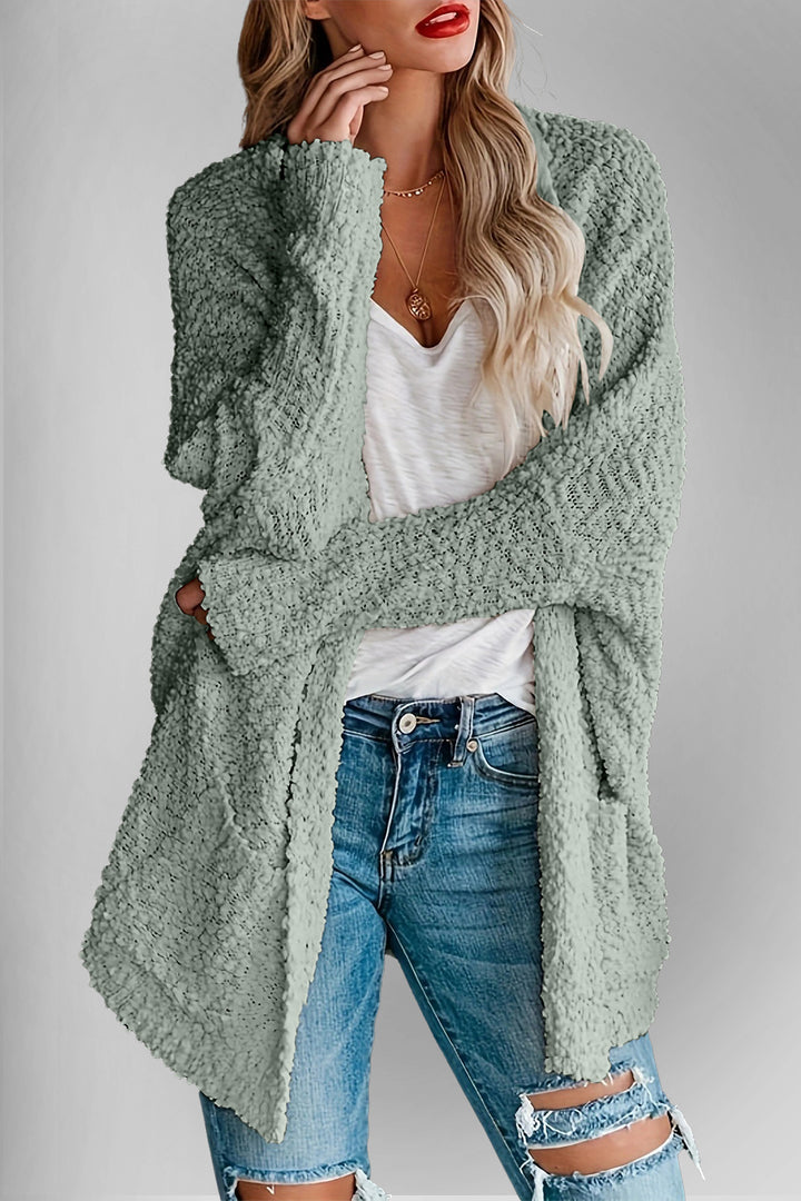 The Bouncing Doodle Open Front Long Sleeve Cardigan with Pockets