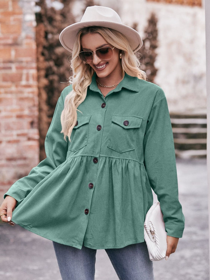 The Bouncing Doodle Corduroy  Button Up Shacket
