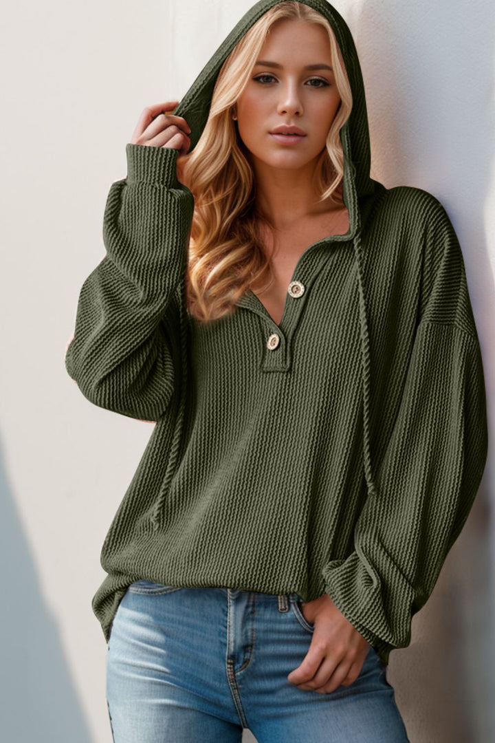 The Bouncing Doodle Half Button Long Sleeve Hoodie