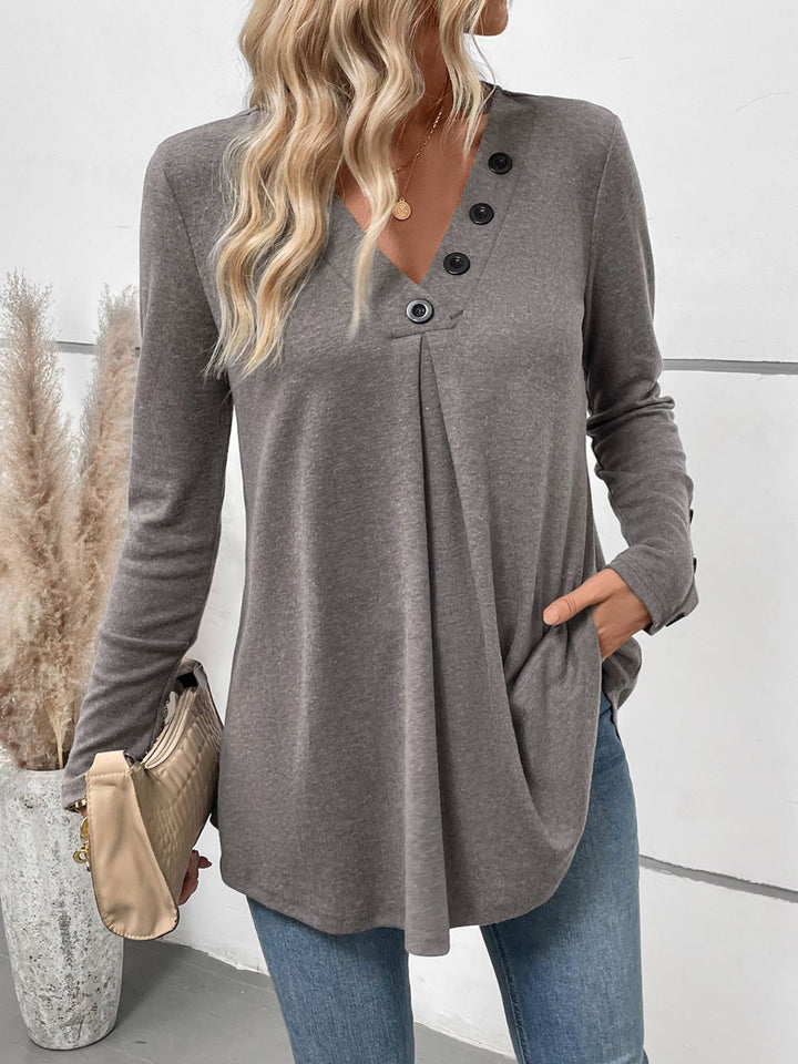 The Bouncing Doodle V-Neck Long Sleeve Top