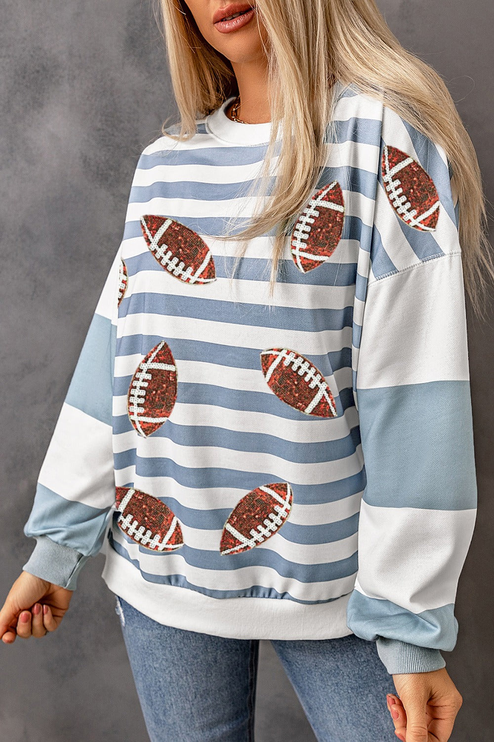 The Bouncing Doodle Football Striped Long Sleeve Sweatshirt