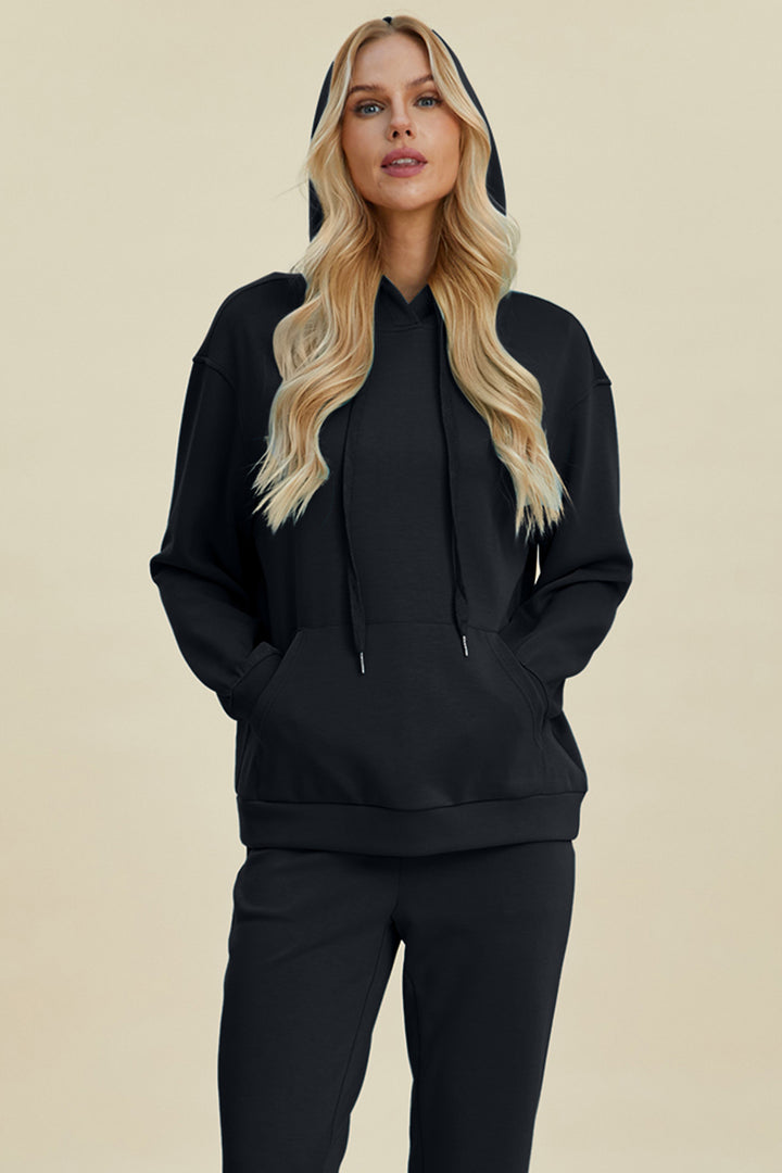 Bouncing Doodle Full Size Air Scuba Drawstring Long Sleeve Hoodie with Kangaroo Pocket