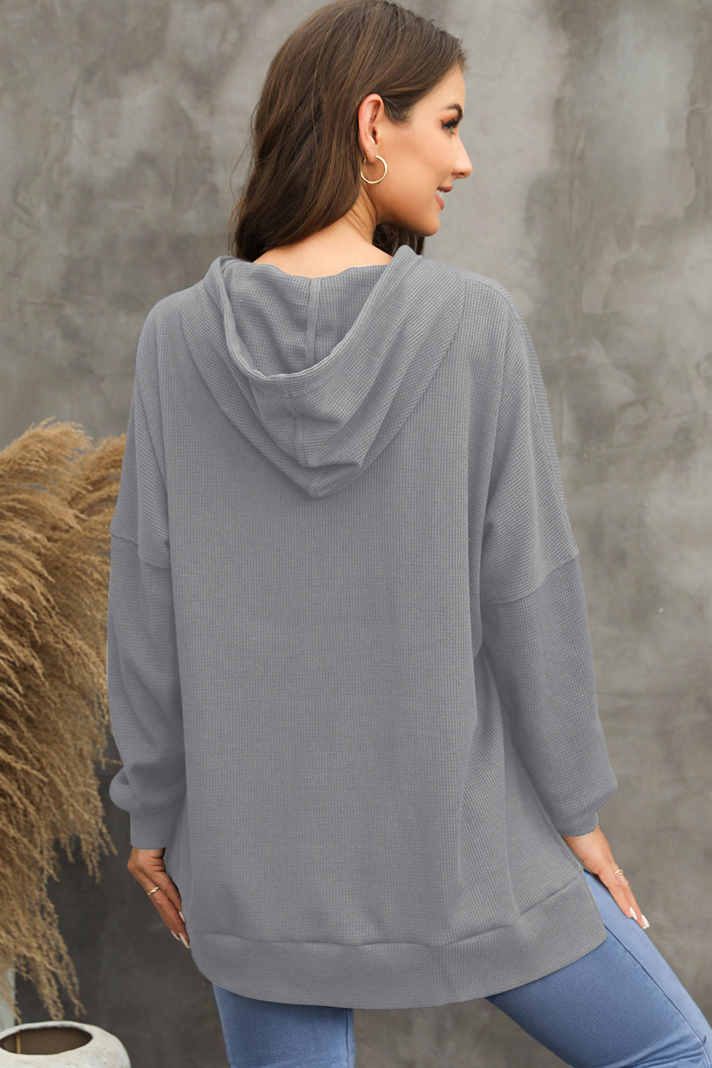 The Bouncing Doodle Waffle-Knit Long Sleeve Hoodie
