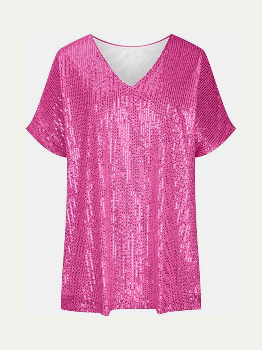 Bouncing Doodle Sequin V-Neck Short Sleeve Top