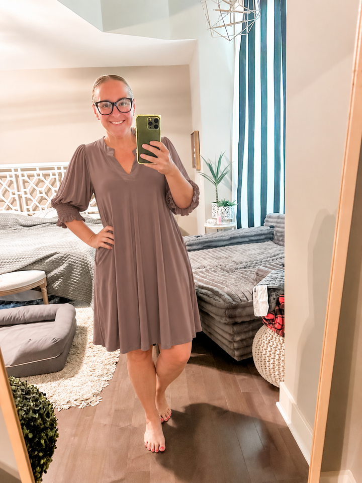 sandy brown dress
