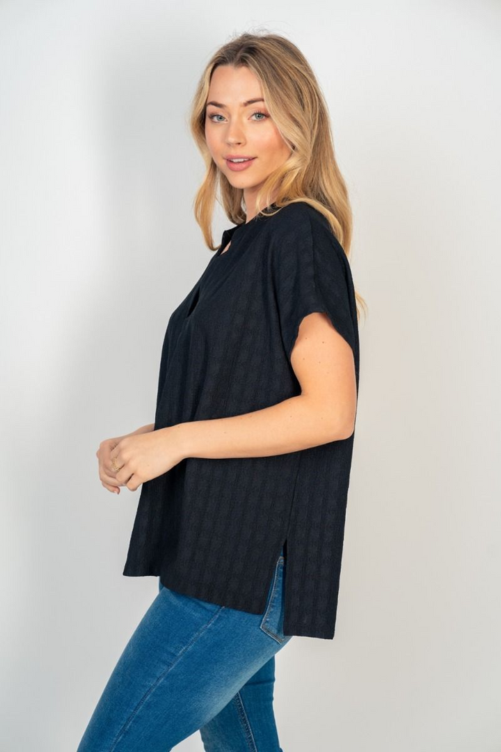 White Birch - Solid Notched Neckline Top