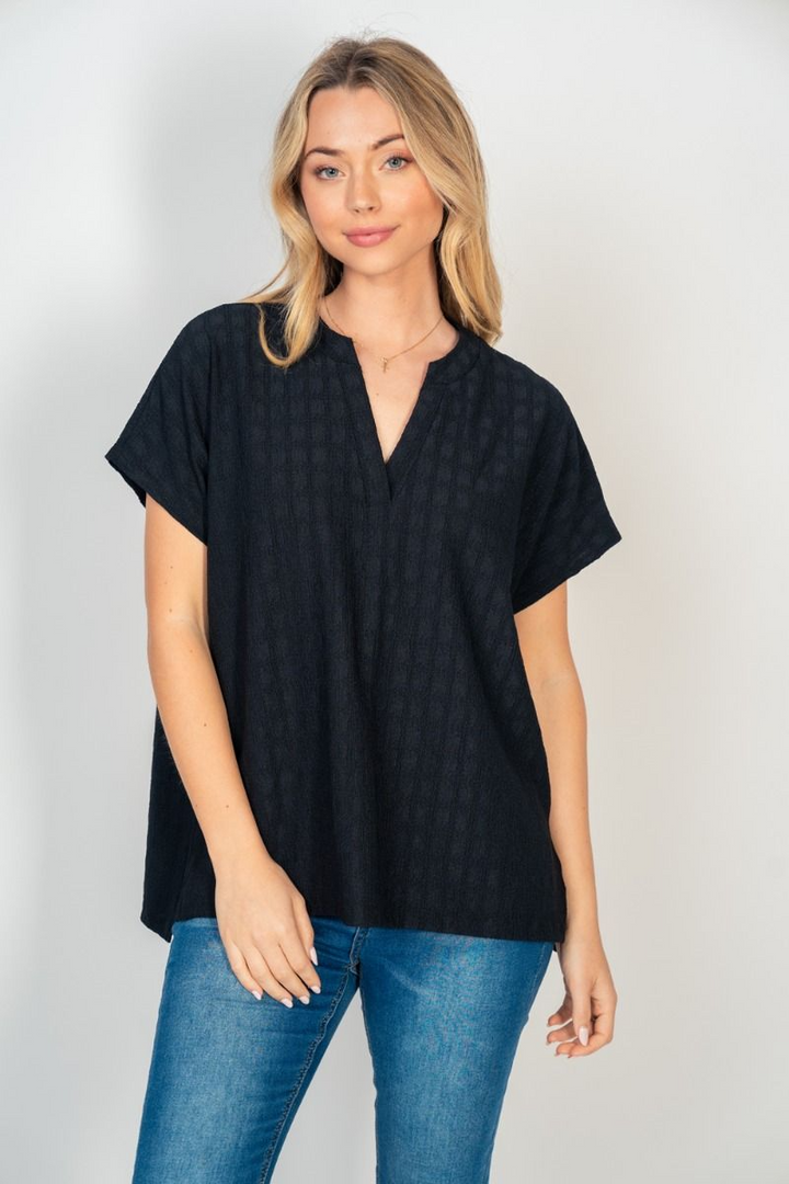 White Birch - Solid Notched Neckline Top