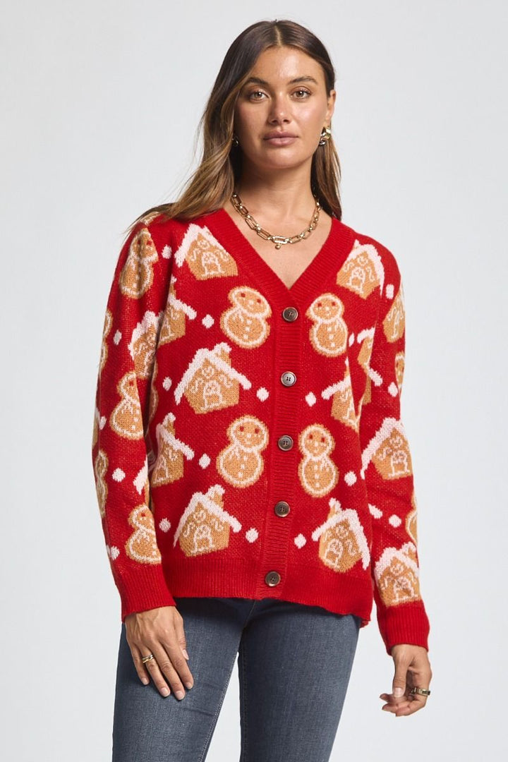 Dear Scarlett- Gingerbread Man Cardigan