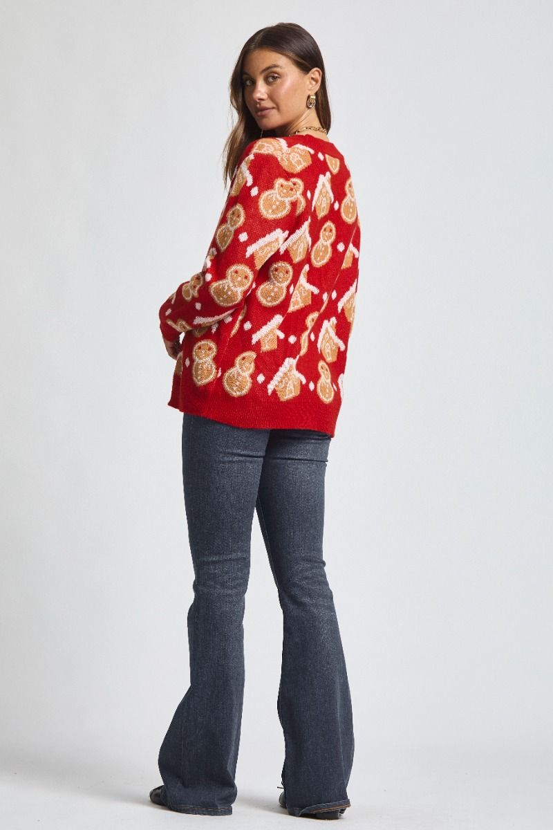 Dear Scarlett- Gingerbread Man Cardigan
