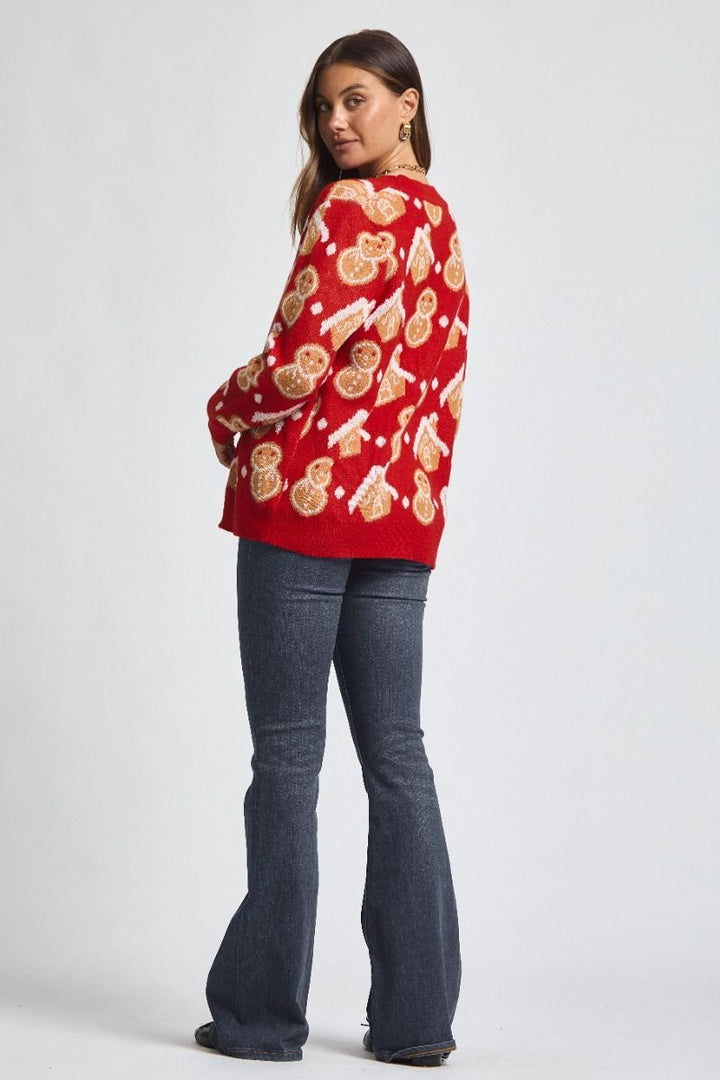 Dear Scarlett- Gingerbread Man Cardigan