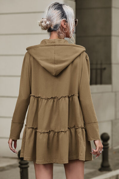 The Bouncing Doodle Zip Up Frill Drawstring Hooded Jacket