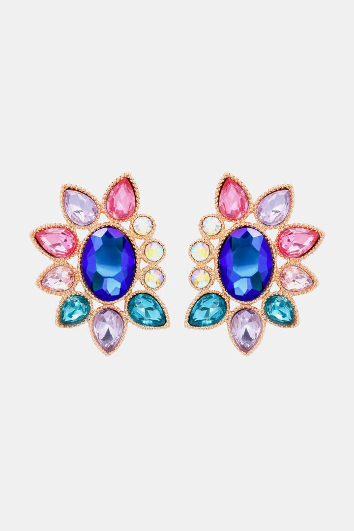 Geometrical Shape Glass Stone Dangle Earrings