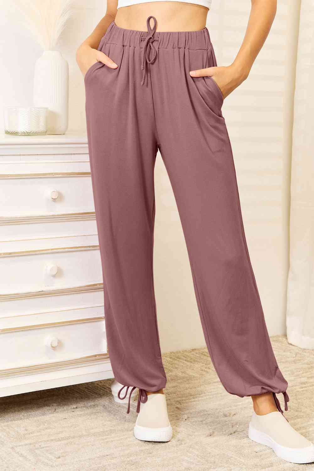 Basic Bae Soft Drawstring Waist Pants with Pockets