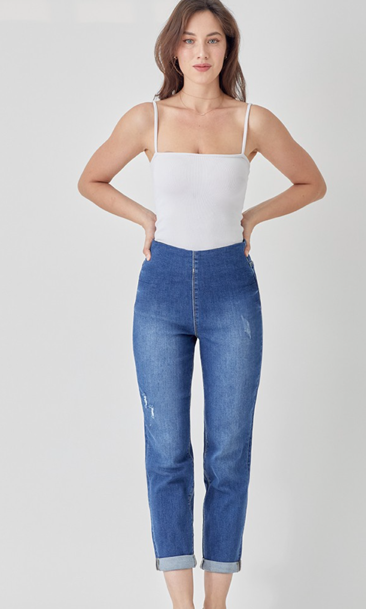 RISEN HIGH-RISE PULL ON BOYFRIEND