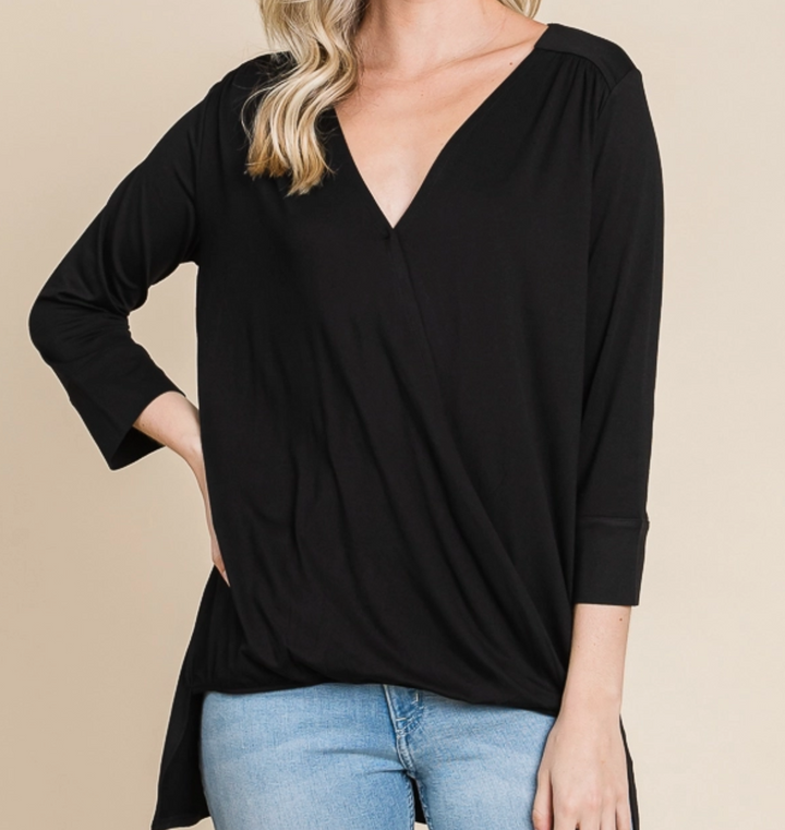 Culture Code - 3/4 Sleeve Wrap V Neck Top