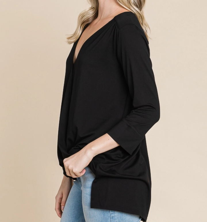 Culture Code - 3/4 Sleeve Wrap V Neck Top