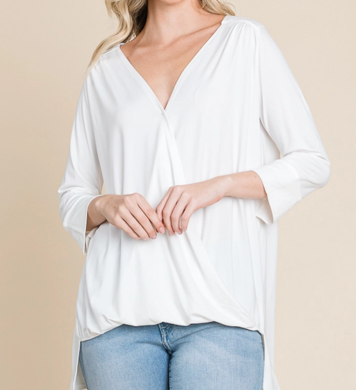 Culture Code - 3/4 Sleeve Wrap V Neck Top