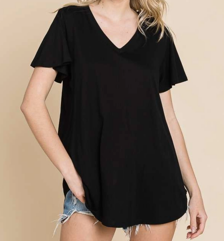 Culture Code - V Neck Semi Flare Short Sleeve Top