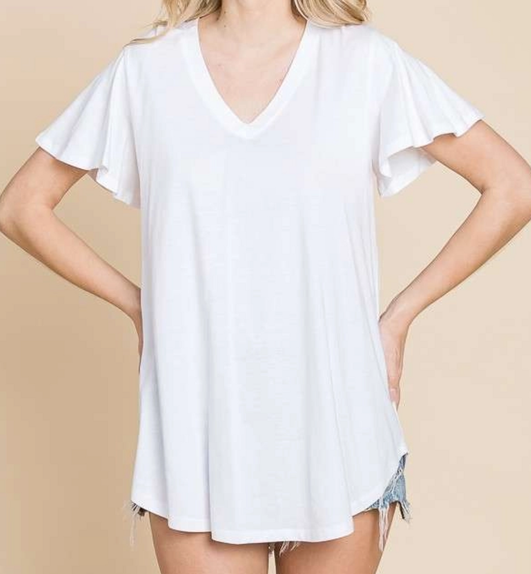 Culture Code - V Neck Semi Flare Short Sleeve Top