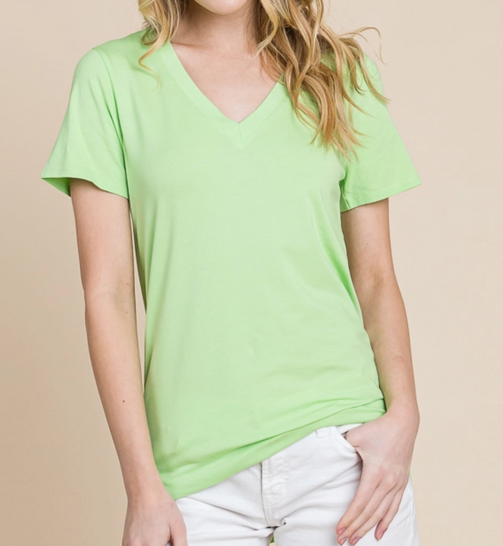 Culture Code - V-Neck Short Sleeve Fitted Top