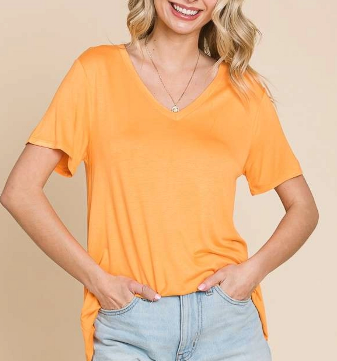 Culture Code - Semi Loose V Neck Short Sleeve Top