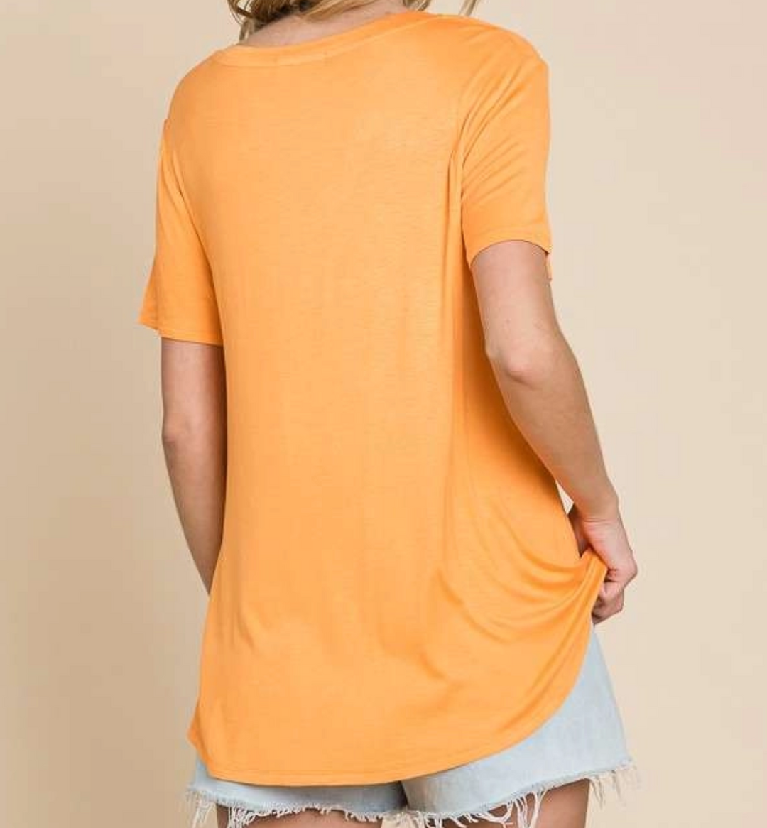 Culture Code - Semi Loose V Neck Short Sleeve Top