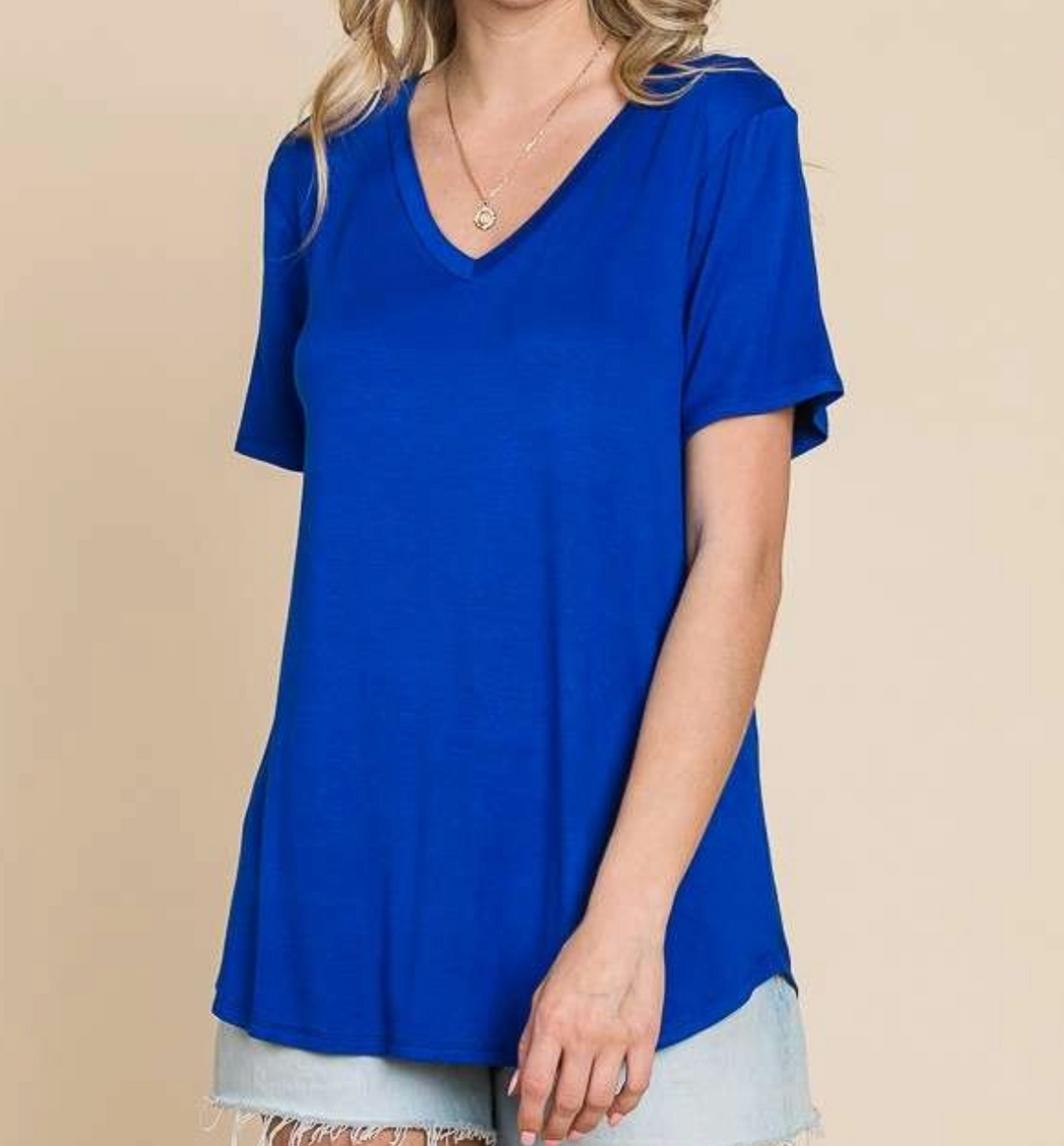 Culture Code - Semi Loose V Neck Short Sleeve Top